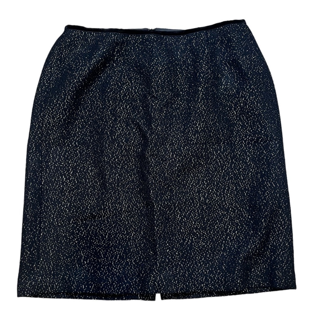 NWT TALBOTS BLACK WITH GOLD Metallic TWEED PENCIL SKIRT LINED Size 14W